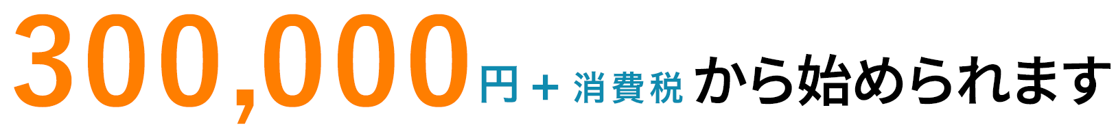 300,000円 + 消費税から始められます