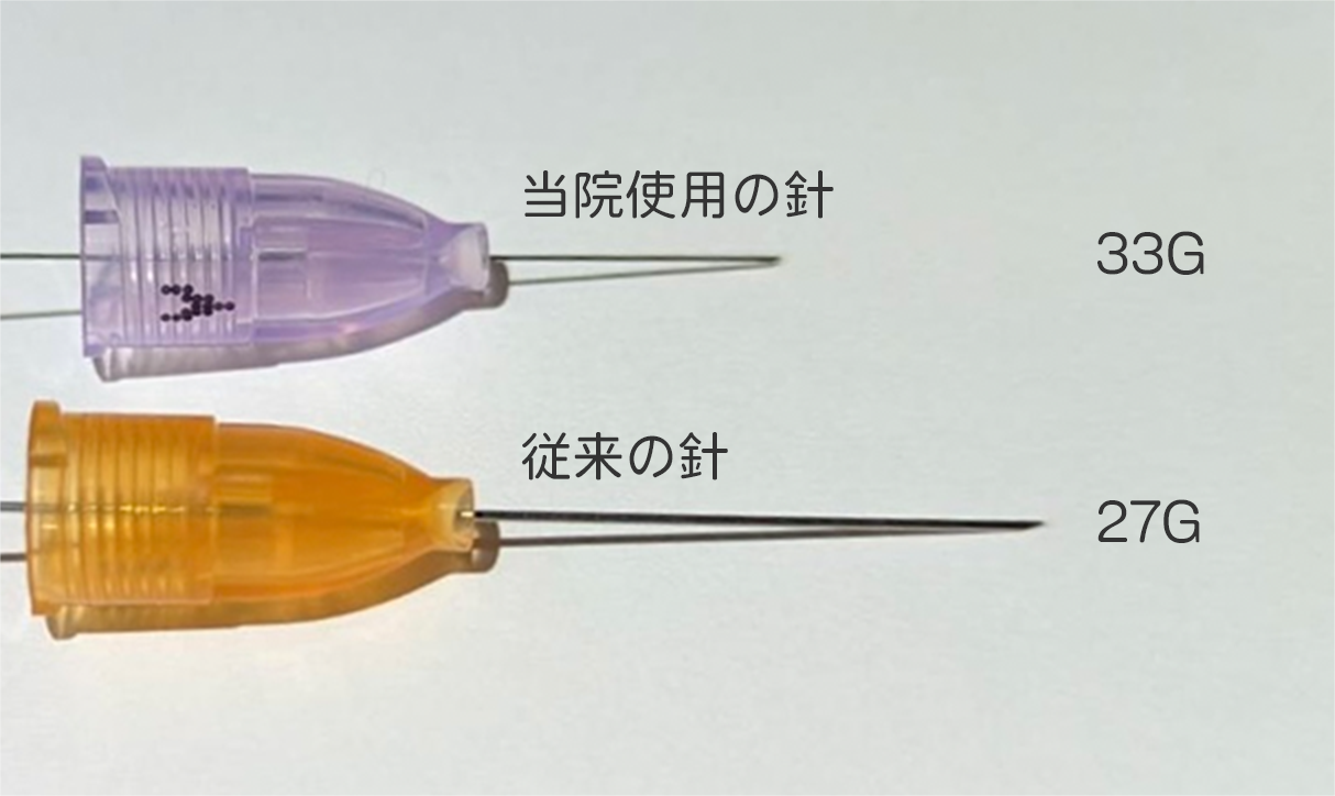 当院の針35Gと従来の針27Gの比較